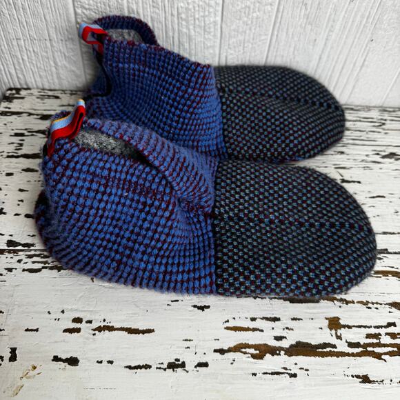 Bombas Gripper Slipper Merino Wool Blend Size Large Blue Green Red Pull On Sock - Picture 6 of 8
